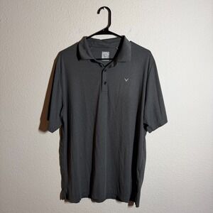Callaway Opti Dri Polo Shirt Men Large Charcoal Gray Embroidery Logo Golf Tennis